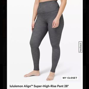 Lululemon align super high rise tight 28” size 8